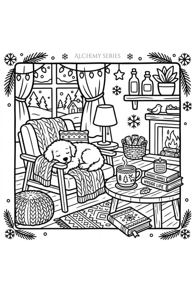 画像2：Alchemy series｜北欧風の居心地のいいお部屋と子犬のイラスト